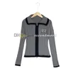 Women Sexy Tight Knitwear Zip Neck Knits Coat Rhinestone Letter Cardigan Long Sleeve Knitted Top