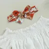 Kläder sätter citgeesummer barn småbarn flickor outfit vit kort ärm från axel toppar blommor blossade byxor pannbandskläder