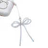 Porte-clés de poche Y2K en verre perlé, pendentif avec nœud papillon, lanière de téléphone, sac à dos, breloque, clés de voiture, chaîne de décoration