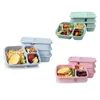 Serviessets 4 Packs Maaltijdvoorbereiding Plastic Lunchcontainers Met 3 Compartimenten Herbruikbare Bento Box Voor Kinderen/Peuter/Volwassenen