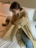 Trenchs de femmes Syiwidii Vintage manteau pour femmes à capuche simple boutonnage décontracté vêtements d'extérieur mode coréenne élégant mi-long hauts