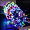 Dekorative Blumenkränze Dekorative Blumenkränze Led Kranz Kleid Haargirlande Braut Brautjungfer Blumenkrone Hawaii Seaside Ho Dhhx6