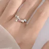 Clusterringen 925 sterling zilver Koreaanse kleurrijke krans bloem verstelbare ring voor vrouwen meisjes luxe vrouwelijke mode feest dagelijks fijn