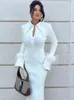 Casual Dresses BOOFEENAA White Knitted Sweater Dress With Feathers Long Sleeve Bodycon Maxi Winter Fashion Clothes For Women C95-GI47