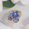 Clusterringen Cring Coco Flower Ring Accessoires Vrouwelijke Mode Emaille In Verstelbare Kristallen Sieraden Voor Vrouwen