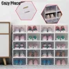 20st Shoe Rack Shoes Storage Organizer System Transparent Shoe Cabinet Möbler Stapble Sneaker Box Display Case Storage Box 240125