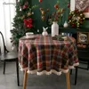 Gerring Noël Table Basse Couverture Fil Teint Plaid Vacances Mariage Déco Nappe Américaine Ronde Gland Nappe Pour La Fête 240131