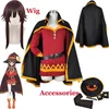 KonoSuba La bendición de Dios en este maravilloso mundo Megumin Capa Vestido Uniforme Traje de Halloween Anime Megumin Cosplay Peluca Peluca 2719