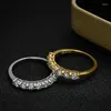 Cluster-Ringe DRlove 0,7 CT 3 mm Edelstein Moissanit für Frauen S925 Silber passende Hochzeitsdiamanten Band stapelbarer Ring Weißgold Geschenk