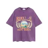 メンズデザイナーrhu TシャツビンテージレトロウォッシュシャツラグジュアリーブランドTシャツレディース半袖Tシャツ夏因果ティーストリートトップ