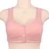 Reggiseni 36-52 B/C/D Reggiseno intimo con bottoni frontali per donna in morbido cotone di mezza età senza anello in acciaio Bralette push up