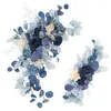 Ensemble de fleurs artificielles bleues décoratives, 2 pièces, toile de fond pour arc de mariage, fausse rangée de fleurs, décoration murale suspendue pour coin de fête