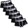 Calzoncillos 6 unids/lote bragas de moda para hombre BoxerShorts de algodón letras hombre ropa interior Boxers transpirable U convexo masculino de gran tamaño