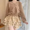 Damenhöschen Harajuku Y2k süße rosa weiße Kürbishose Lolita Herbst Winter JK Plüschshorts japanische Kawaii Rüschen Laterne