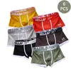 Calzoncillos 6 unids/lote bragas de moda para hombre BoxerShorts de algodón letras hombre ropa interior Boxers transpirable U convexo masculino de gran tamaño