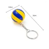 سلاسل المفاتيح الإبداعية Mini 3D Volleyball Key Chain Pu Leather Ball Bag Bag Bendant Keyring Key -keychain sport