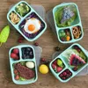 Serviessets 4 Packs Maaltijdvoorbereiding Plastic Lunchcontainers Met 3 Compartimenten Herbruikbare Bento Box Voor Kinderen/Peuter/Volwassenen