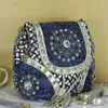 Sacos de noite marca elegante strass moda feminina bolsa de ombro jeans casual senhoras denim bolsas femininas tote mochila