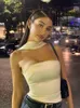 Women's Tanks JULISSA MO Elegant Autumn Halter Hollow Out Satin Backless Cropped Tops Strapless Skinny Vest Party Clubwear Clothing