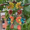 Dangle Earrings Temperament Sweet Colorful Flower For Woman Party Casual