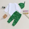 Citgeett – tenue d'automne pour bébé garçon et fille, barboteuse à manches longues, pantalon vert imprimé, ensemble de vêtements avec chapeau, 240131