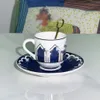 Ensemble de tasses et soucoupes de créateurs, tasses à café bleues Klein, tasse et soucoupes en céramique de luxe, style européen créatif, tasse exquise avec soucoupe