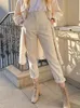 NLZGMSJ Pant Women High Welited Office Beige Pants Chic Buttle Zip Elegante Pink Casual Woman 240202