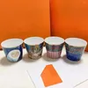 Canecas 4 pçs / set Criativo Xícara de Café Com Colher Luxo Sobremesa Osso China High Tea Cups Set Casal Presente Cerâmica Céu Noturno
