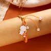 Charm Bracelets Halloween Imitation Pearl Pumpkin Bracelet For Women Cute Spooky Bat Patchwork Adjustable Aesthetic Party Jewelry