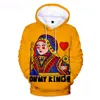 Giacche da donna Heart Of The Cards Felpa con cappuccio da uomo 3D Poker Stampa grafica Playing King Felpe Hip Hop Style Hooded Fashion Pullover