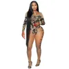 2024 Tasarımcı Trailtsits Seksi örgü gövde tozlukları iki parçalı Set Kadınlar Bahar Uzun Kollu Baskılı Kıyafetler Giysilerden Görmek Toptan Öğeler 10643