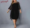 شبكة دانتيل جديدة زائد الفساتين الحجم 4xl 5xl 6xl مثير الأنيقة Midi Party Dress فضفاضة أجوف كبير الحجم في إنجلترا Vestidos de Fiesta G9949090