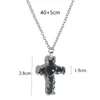 Pendant Necklaces JWER 2024 Gothic Heart Zircon Cross Necklace Black Crystal Punk Y2K Chain For Woman Daily Wear