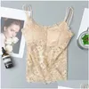 Camisoles tankar vadderade coghet blommor väst topp y underkläder tankblomma cami brvalette kvinnor spets camisole drop leverans kläder otfuh