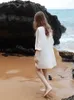 Casual Dresses Khalee Yose Boho Floral Embroidery Summer Dress White Long Sleeve V-ringen Loose Women Vocation Ladies Party Vestidos