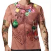 Camisetas para hombre, camiseta divertida de Navidad, camiseta para hombre con estampado muscular 3d, jersey de manga corta con cuello redondo, camisa de gran tamaño para hombre, informal Harajuku