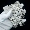 Chaîne à maillons Vvs Moissanite lourde de 24mm de largeur, Baguette en diamant, collier en argent Sterling 925 cubain, chaîne personnalisée