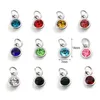 Colares de pingente 10 pcs vidro birthstone encantos para fazer jóias multicolorido redondo pingentes prata cor anel de zinco diy colar 14 x 7mm