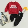 Kläder sätter Citgeeautumn Toddler Baby Boys Girls Outfit Letter Print Lång ärm Sweatshirt och Elastic Pants Set Spring Fall Clothes