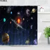 Shower Curtains Space Planet Starry Sky Earth Solar System Retro Map Home Waterproof Fabric Bath Curtain Children Bathroom Decor