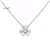 Collana Van Clover Cleef Collana con quadrifoglio e collane Collana Van Designer di lusso Moda Donna Oro rosa 18 carati Collana con trifoglio petalo pieno di diamanti Dia singola