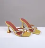 Amina muaddi Begum Women's high heel sandals real silk crystal embellished strap slippers mules shoes Rhinestone spool Heel women heels Luxury Designers 120