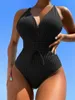 Женские купальные костюмы Cikini-Black Brade Front Swimsuit для женщин Crisscross Black Bearting Suct Summer Beach 2024 1 ПК