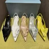 Top Quality sandals New Origami flower pumps Polished leather Low Heel Pointed toe Slingbacks ballet flats shoes slip-on women Luxury Designers Dress shoe With box