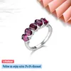 Anéis de cluster Natural Rhodolite Garnet Sólido Sterling Silver 2.8 S Genuine Gemstone Rose Mulheres Estilo Requintado Presente de Casamento