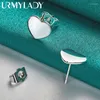 Stud Earrings URMYLADY 925 Sterling Silver Smooth Heart For Women Wedding Party Fashion Charm Jewelry