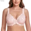 Bras Bras 2023 New Women Bras Plus Size Lace Bra Large Cup Minimizer Bra Non-Padded Underwire Lingerie Underwear Top B C D E F G H Cup YQ240203