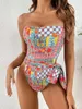 Mulheres Swimwear 2024 Sexy Impressão Maiô Mulheres Uma Peça Alta Corte Push Up Bandagem Terno Desgaste Feminino Beachwear