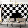 Papel de parede xadrez nórdico, preto e branco, círculo geométrico, el, restaurante, leite, chá, loja de roupas, papéis de parede para sala de estar261f
