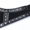 Belts InsDoit Gothic Rivet Black Belt Women Punk Grunge Vintage Fashion Butterfly High Waist Streetwear Accessories Female